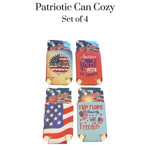NWT Patriotic drink cozy set of 4 summer, 4 of July, BBQ, Party, Beach, Boat